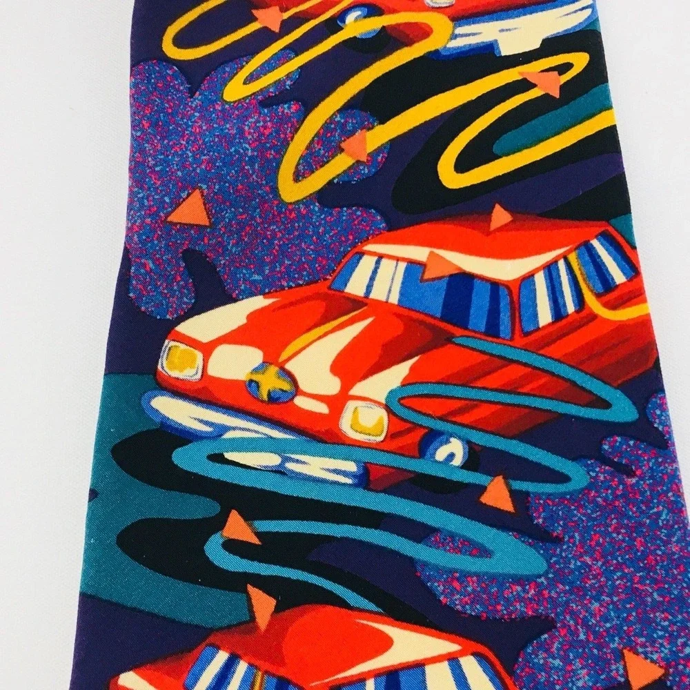 The Beatles Tie Drive My Car Purple Red 100% Silk 1991 Necktie Collector Classic